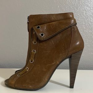 Distressed Leather Zip Up Booties